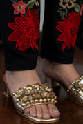 Black Floral Embroidered Kurta Set