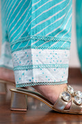 White & Aqua Embroidered Farshi Suit Set