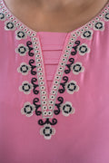 Pink White Embroidered Bell-Sleeve Suit Set