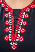Black Red Bell-Sleeve Embroidered Suit Set